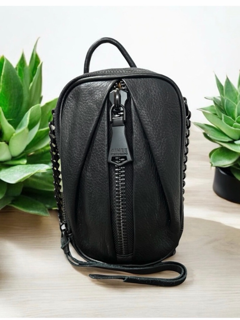 Aimee Kestenberg Tamitha Black Leather Mini RFID Crossbody Bag